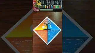 ✨ Easy tree scenery painting l day & night relexing drawing l Oil Pastel Art #shorts #art #ytshorts