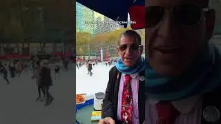 Trying to hand out free food WHILE ICE SKATING #shorts
