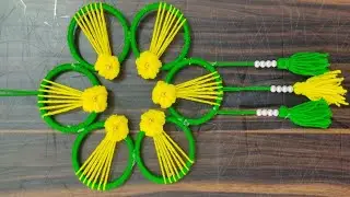 Old Bangles Reuse Idea - Easy Woolen Flower Wall Hanging using Old Bangles - Best Out Of Waste #wool