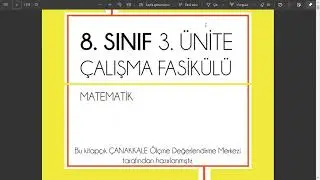 8. SINIF 3.ÜNİTE  ÇALIŞMA FASİKÜLÜ ÇANAKKALE SAYFA 3-4 #LGSMATEMATİK #LGS #2021LGS