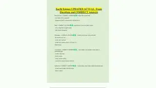 Earth Science UPDATED ACTUAL Exam Questions and CORRECT Answers