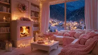 Tranquil Winter Night at Living Room❄️Soft Piano & Warm Fireplace Sounds for Relaxation & Calm