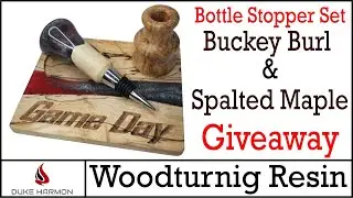 Wood Turning Resin - Buckeye Burl & Spalted Maple Game Day Bottle Stopper Set