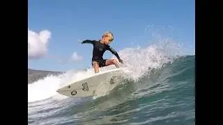 7 year old surfer Devo, shredding some Hawaiian waves.