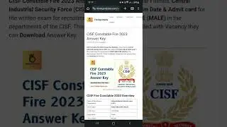 😚 CISF Constable Fire 2023 Answer Key ✅ #cisf #answerkey #thinkgovtjobs