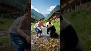 Girl Rescues Baby Panda in Forest #baby panda #panda rescue #animal rescue #traditional China