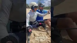 Josh Bogle learning to kite. Amputee adaptive athlete.