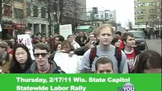 University of WI - Madison Student Walk Out Against Governor Walker's War on Labor