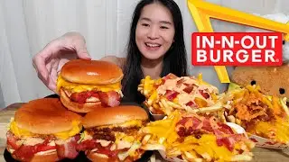 Eating IN-N-OUT with BACON! Bacon Double-Double, BLT Animal Style & Bacon Cheese Fries Mukbang ASMR