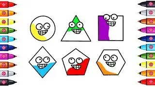 How to Draw and Paint Shapes Coloring Pages for Toddlers, Learn Colors with Simple Shapes for Kids