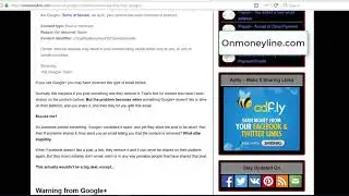 Notice of Google+ Content Removal and Warning - Onmoneyline