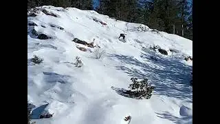 Ontario Backcountry Snowboarding / Rockcut Lake Behind Capreol Sudbury Early Season