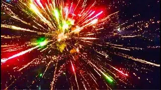 Aerial view of fireworks with drone 2017