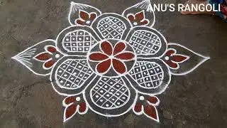 simple and easy festival rangoli 5*3dots Anu'srangoli small beautiful kolam Friday rangoli