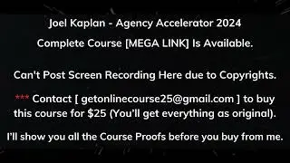 Joel Kaplan Course - Agency Accelerator 2024 download