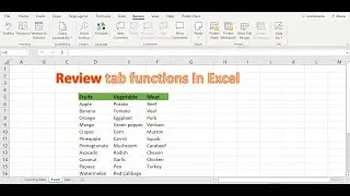 Review tab functions in Excel