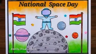 National Space Day Drawing easy |National Space Day Poster | Viksit Bharat 2047 Drawing| Easy Poster