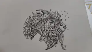 Intricate Fish Doodle | Zentangle Art Drawing | Pen Art Sketch