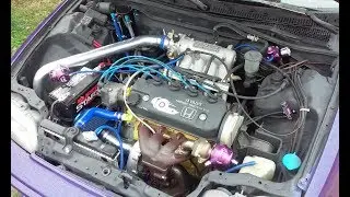 Boosted CRX EMUSA Civic Turbo Kit makes 20psi!! EMUSA Turbo Kit Build