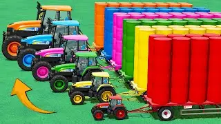 Work with Colors! FAST GRASS Baling with MINI TO BIG NEW HOLLAND TRACTORS!