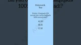 Qiziqarli matematik test || matnli masala