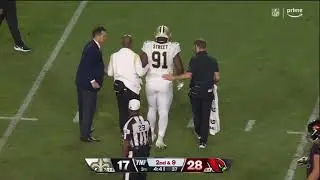 Kentavius Street is injured and leaves the field