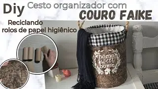 Diy/linda decoração com couro faike super fácil de fazer com reciclagem de rolinhos