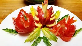 How to Make Tomato Swan.Carving garnish/Sample Tomato Swan design.K K Creative World!