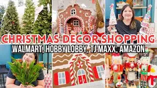 CHRISTMAS SHOP WITH ME! WALMART, HOBBY LOBBY, TJMAXX & AMAZON. CHRISTMAS DECOR HAUL 2024