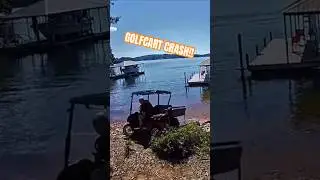 GOLF CART RUNS OVER BUSH AND FALLS INTO WATER!! 💥🐟 #funny #lake #fail #stupid #outdoors #viral