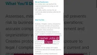 #Freshers #Jobs  #cisco  #FresherJobs #JobVacancy #2022 #Finance #Hiring  #Recruitment
