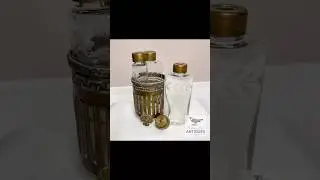 Antique Edwardian Perfume Scent Bottles, Cut Glass With Holder, ca. 1910