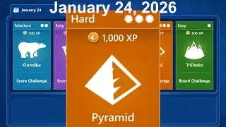 Microsoft Solitaire Collection - Pyramid  January 24, 2026 - Hard / Schwer - Daily challenge