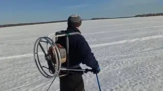 Мои покатушки с аэроранцем на лыжах.