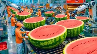 Inside a Modern Watermelon Factory: From Fresh Watermelon to Delicious Desserts (The Whole Process) 