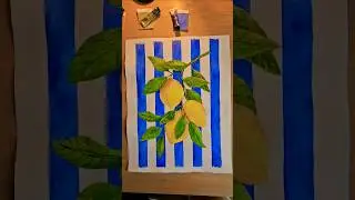 Watercolor lemon painting process 🍋 #watercolor #lemon #painting # behindthescene #homedecor #artist
