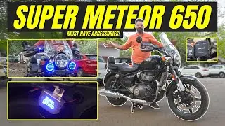 Super Meteor 650 Black Beauty Astral Black🤩 Fog Light, Hand Guard, Radiator Grill, 😯🔥#Supermeteor650