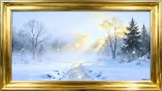 Relaxing Foggy Pine Forest Morning with Golden Frame | 2 Hour TV Screensaver | 4K