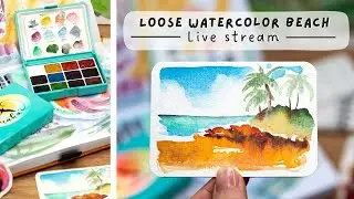 🎨 🖌️ Introducing the new Alohawatercolors travel set | 🏝️ Loose watercolor beach | Live stream