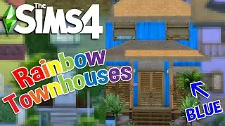 Building a FULLY Blue House!? | The Sims 4 Rainbow Townhouses House Building | Speed Build (No CC)