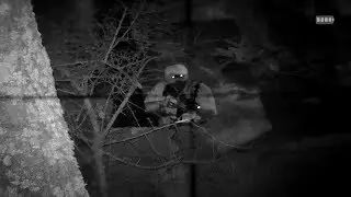 MAN HUNTING with night vision device NVG and sniper rifle
