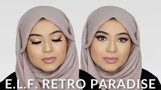 NEW ELF RETRO PARADISE COLLECTION HONEST REVIEW & TUTORIAL | PEACHY GOLDEN SUMMER GLAM MAKEUP