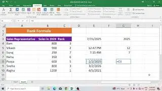 MS Excel Important Functions: RANK, HOUR, YEAR, POWER, SQRT, FACT, LCM, PI, REPT, PRODUCT Explained