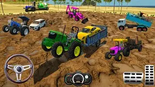 Driver tractor trolley and load super car 🚗 Driving mud me 😱🔥 #tractorgame #supercars #gaming #truck