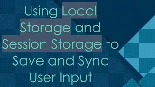 Using Local Storage and Session Storage to Save and Sync User Input