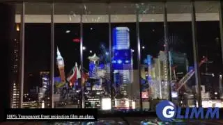100% transparent front projection film on glass