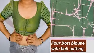 Back boat neck Front Deep neck blouse cutting/Four tucks blouse cutting & stitching/belt wala blouse