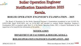 Boiler #BOE Engineer Examination Notification Kerala 2025.