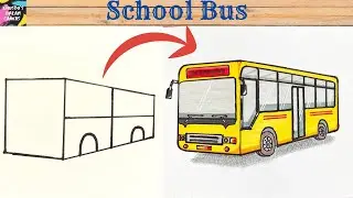 How to Draw a School Bus Step by Step | Easy Drawing for Kids