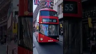 LONDON BUS 55 AT OXFORD CIRCUS STATION